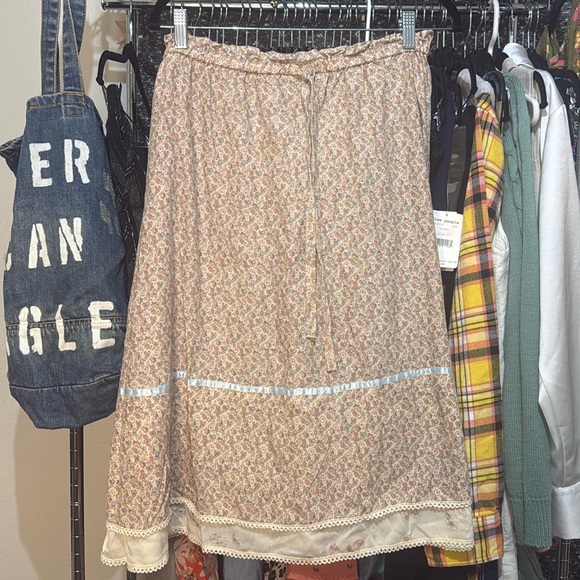 Dresses & Skirts - Tan and Cream A-Line Midi Skirt for Casual Wear